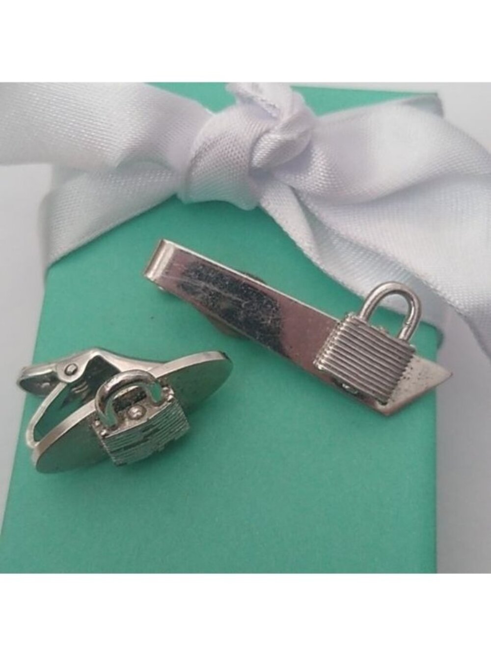 Vintage Master Lock Co. Promo Employee Tie Bar 1960's Padlock, Set of 2